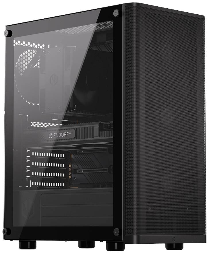 Tour midi endorfy Ventum 200 Air Boîtier PC noir 4 ventilateurs pré-installés, fenêtre latérale, filtre anti-poussière-0