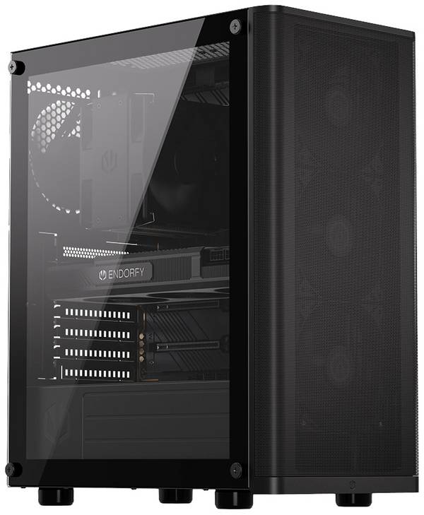 Tour midi endorfy Ventum 200 Air Boîtier PC  noir 4 ventilateurs pré-installés, fenêtre latérale, filtre anti-poussière