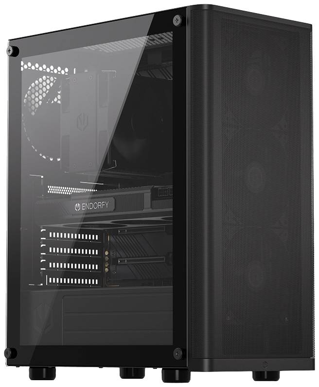Tour midi endorfy Ventum 200 Air Boîtier PC noir 4 ventilateurs pré-installés, fenêtre latérale, filtre anti-poussière-1