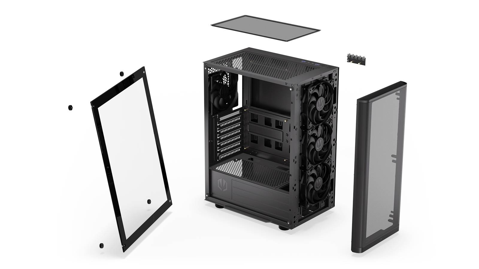 Tour midi endorfy Ventum 200 Air Boîtier PC noir 4 ventilateurs pré-installés, fenêtre latérale, filtre anti-poussière-5