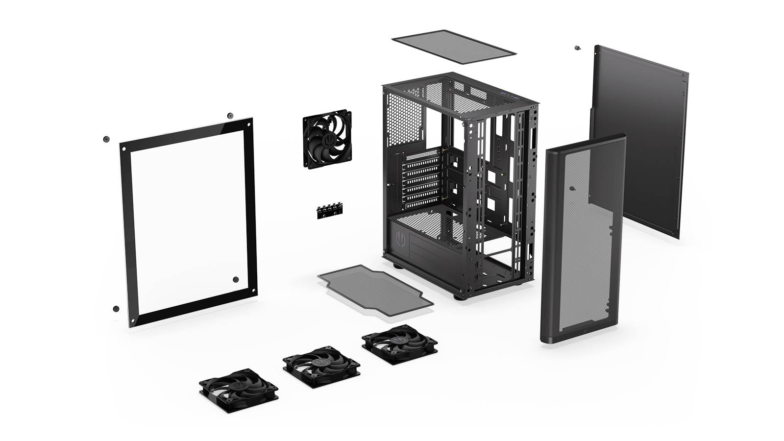 Tour midi endorfy Ventum 200 Air Boîtier PC noir 4 ventilateurs pré-installés, fenêtre latérale, filtre anti-poussière-7