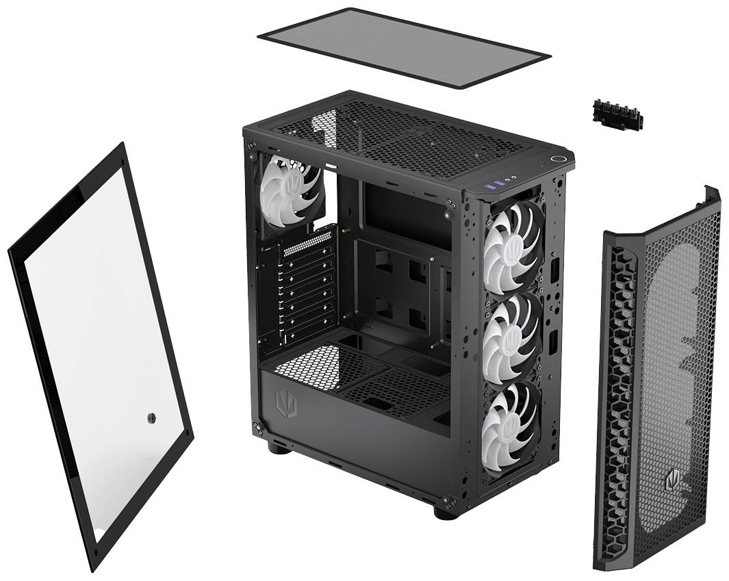 Tour midi endorfy Signum 300 ARGB Boîtier PC noir 4 ventilateurs LED pré-installés, fenêtre latérale, filtre anti-poussi-3