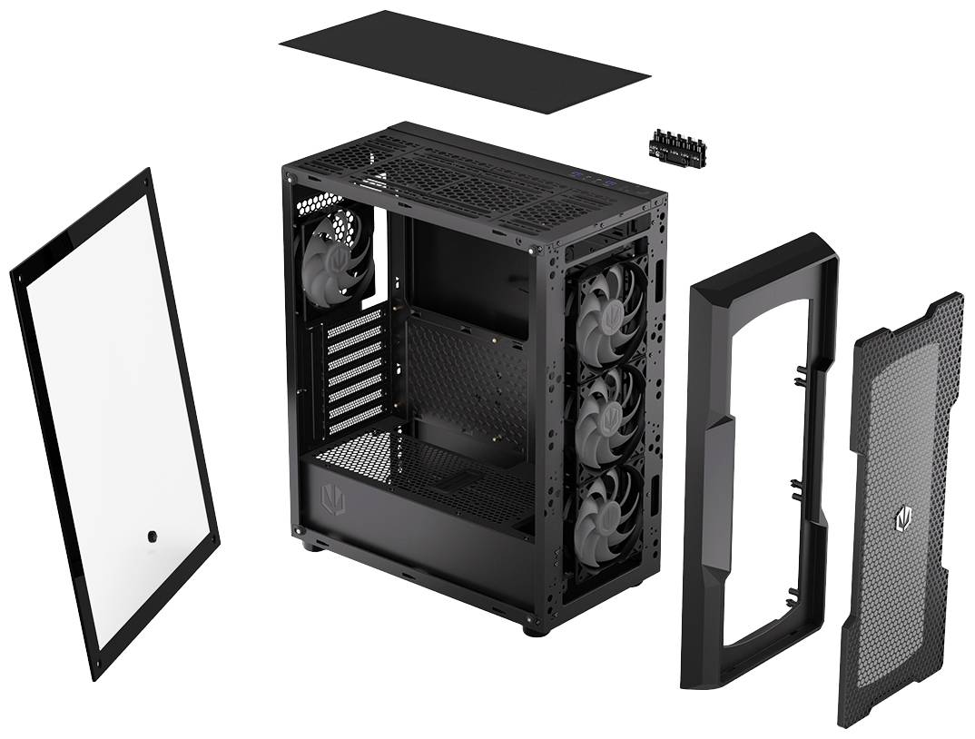 Tour midi endorfy Regnum 400 ARGB Boîtier PC noir 4 ventilateurs LED pré-installés, fenêtre latérale, filtre anti-poussi-9