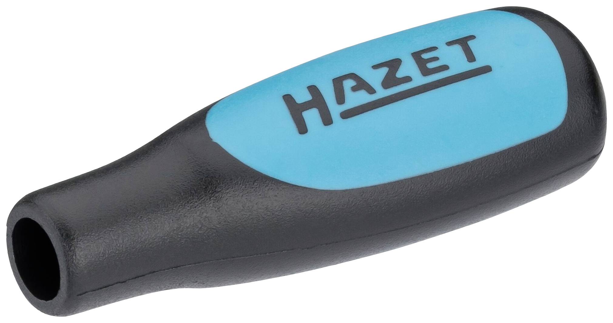 Une poignée de tournevis de la marque Hazet, noire avec un dessus bleu et le logo 'HAZET' en lettres majuscules.