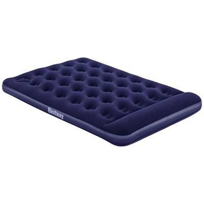 Lit gonflable bleu avec motif gaufré et tête de lit intégrée. Adapté pour une utilisation en intérieur et en extérieur.