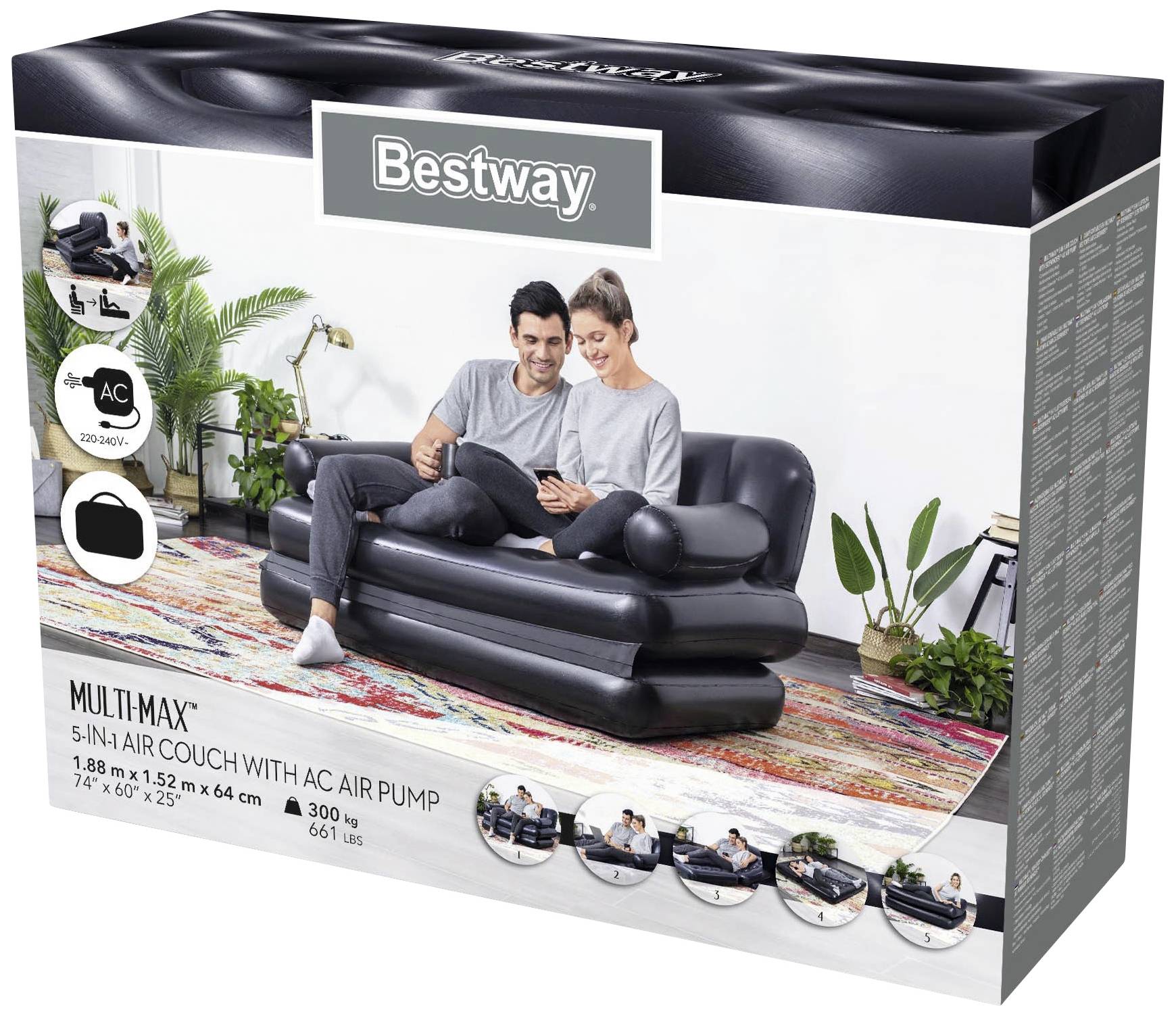 Bestway 75056 Matelas gonflable (L x l x H) 188 x 152 x 64 cm-6