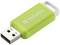 Une clé USB verte portant l'inscription 'Verbatim'.
