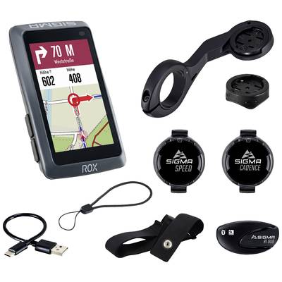 Sigma ROX 12.1 EVO Sensor Set - Night Grey GPS de vélo vélo Europe Bluetooth®, GPS, GLONASS