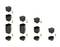 Un graphique montre le processus d'assemblage de composants cubiques noirs avec des flèches directionnelles. Les pièces sont assemblées en plusieurs étapes.