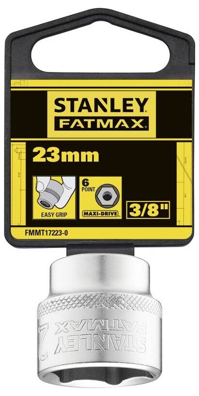 Douille Stanley Fatmax, 23 mm, 6 pans, Maxi-Drive, préhension facile, adaptée pour des entraînements de 3/8 de pouce.
