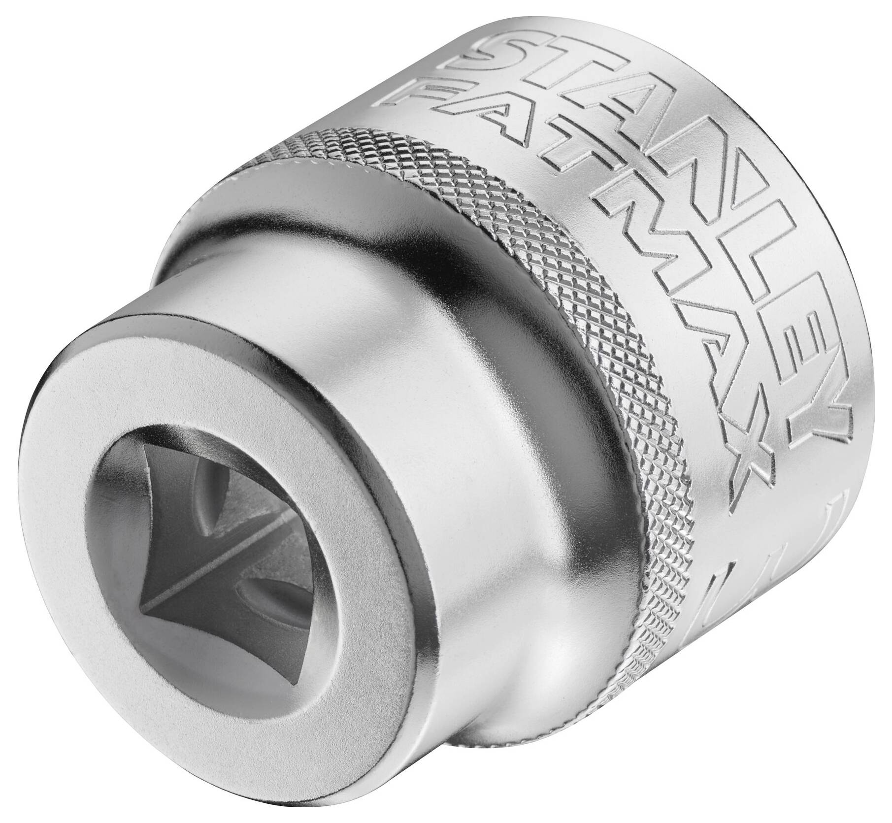 Embout de clé à douille portant l'inscription 'STANLEY FATMAX', en métal brillant, utilisé pour les travaux de vissage.