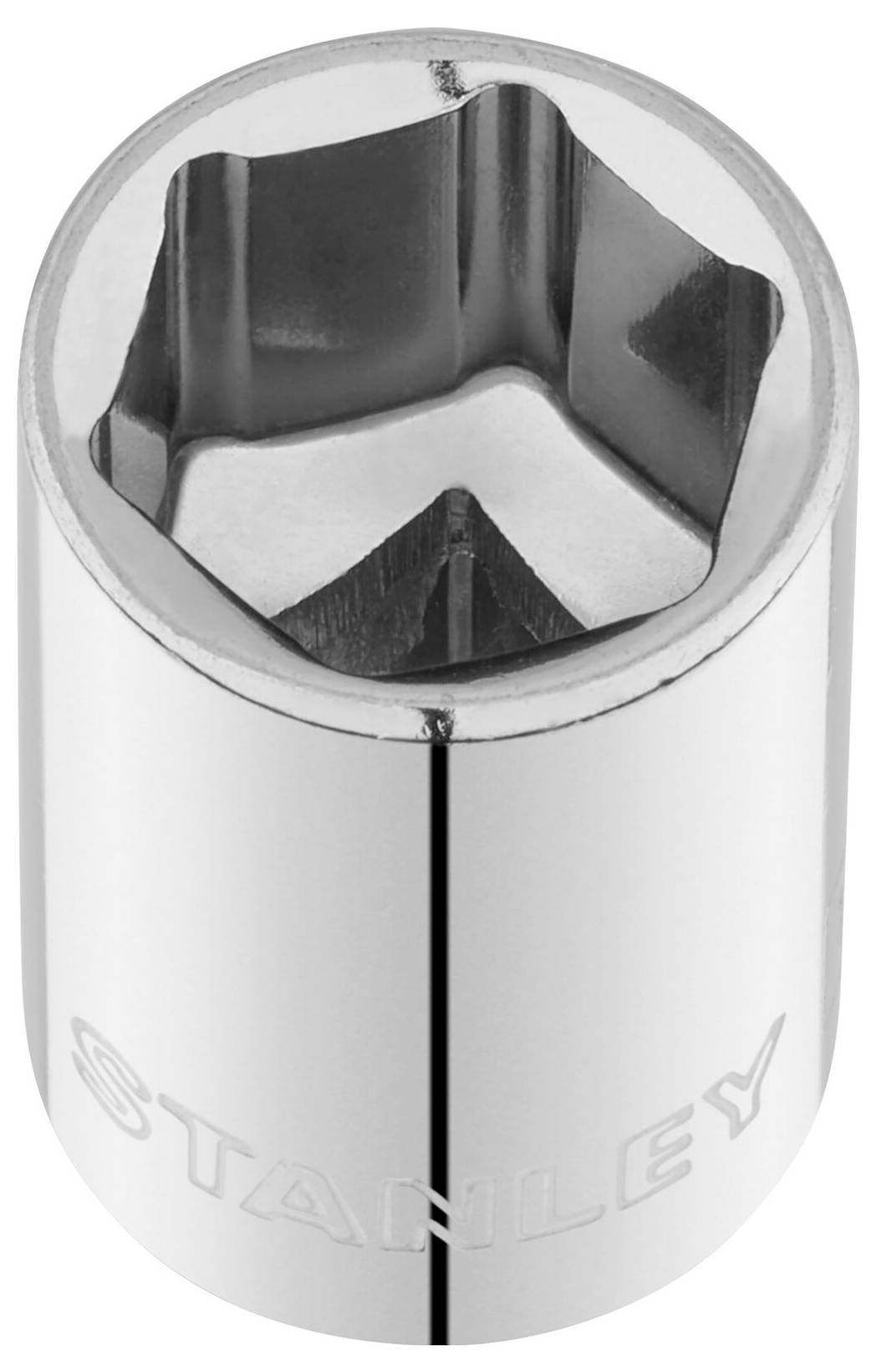 Clé à douille hexagonale en métal brillant, utilisée pour les travaux de vissage. La gravure du nom de marque est visible.