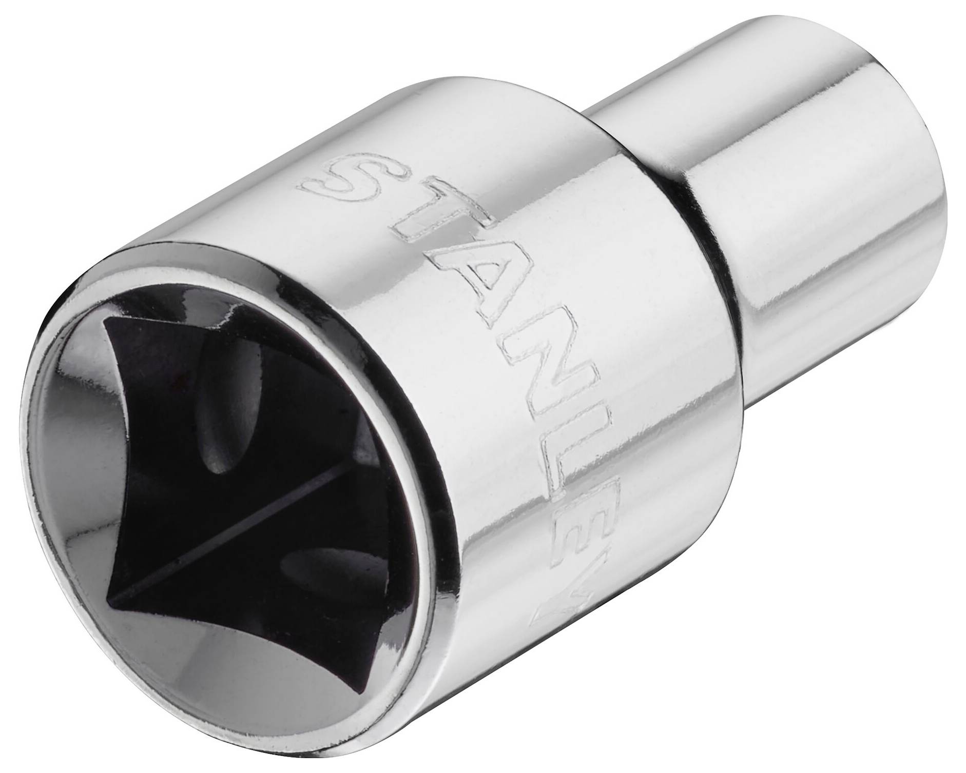 Une noix d'épingle en argent avec une ouverture carrée, surface brillante.