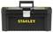 Une boîte à outils noire avec le logo jaune 'STANLEY' sur la face avant.