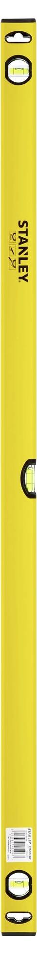 Niveau à bulle jaune avec deux fioles pour indiquer le niveau horizontal et vertical, avec l'inscription noire 'STABILA'.