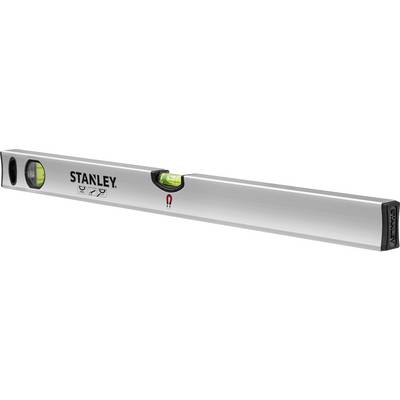 Niveau à bulle en argent avec une bulle jaune, marque 'Stanley', pour des mesures de niveau précises.