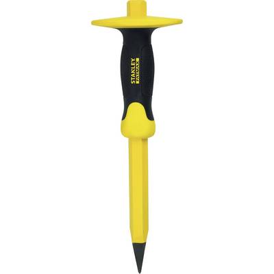 Ciseau à main jaune avec manche noir, adapté aux travaux lourds. Logo Stanley bien visible sur le manche.