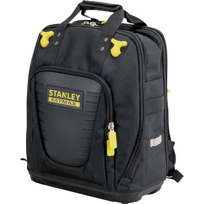 Sac à dos pour outils Stanley Fatmax noir avec des accents jaunes et plusieurs compartiments pour les outils.