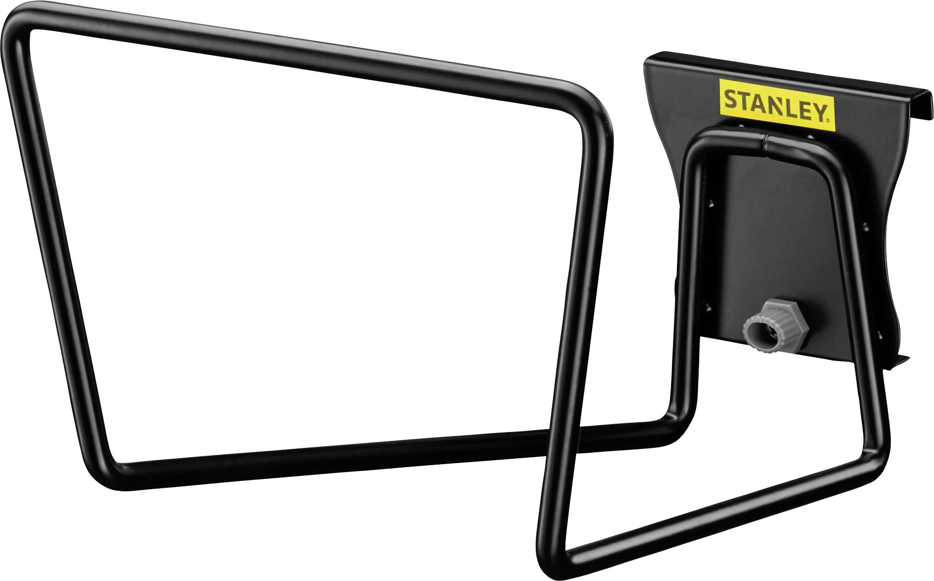 Un support de roue de secours double en noir avec un logo 'Stanley' jaune sur le support.