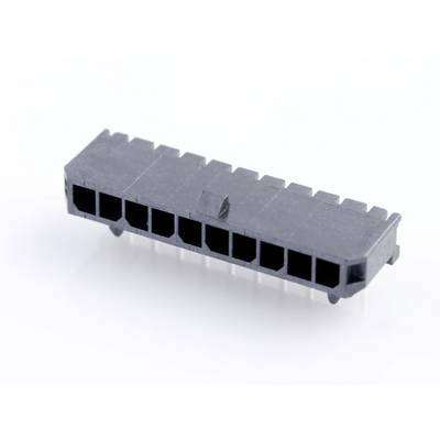 Un connecteur rectangulaire noir en plastique avec plusieurs broches est représenté. Le connecteur présente 12 emplacements répartis sur deux rangées.