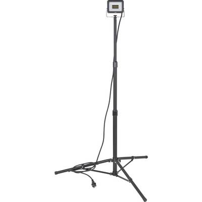 Lampe de travail LED portable sur un trépied avec câble d'alimentation, présentée sur un fond blanc.