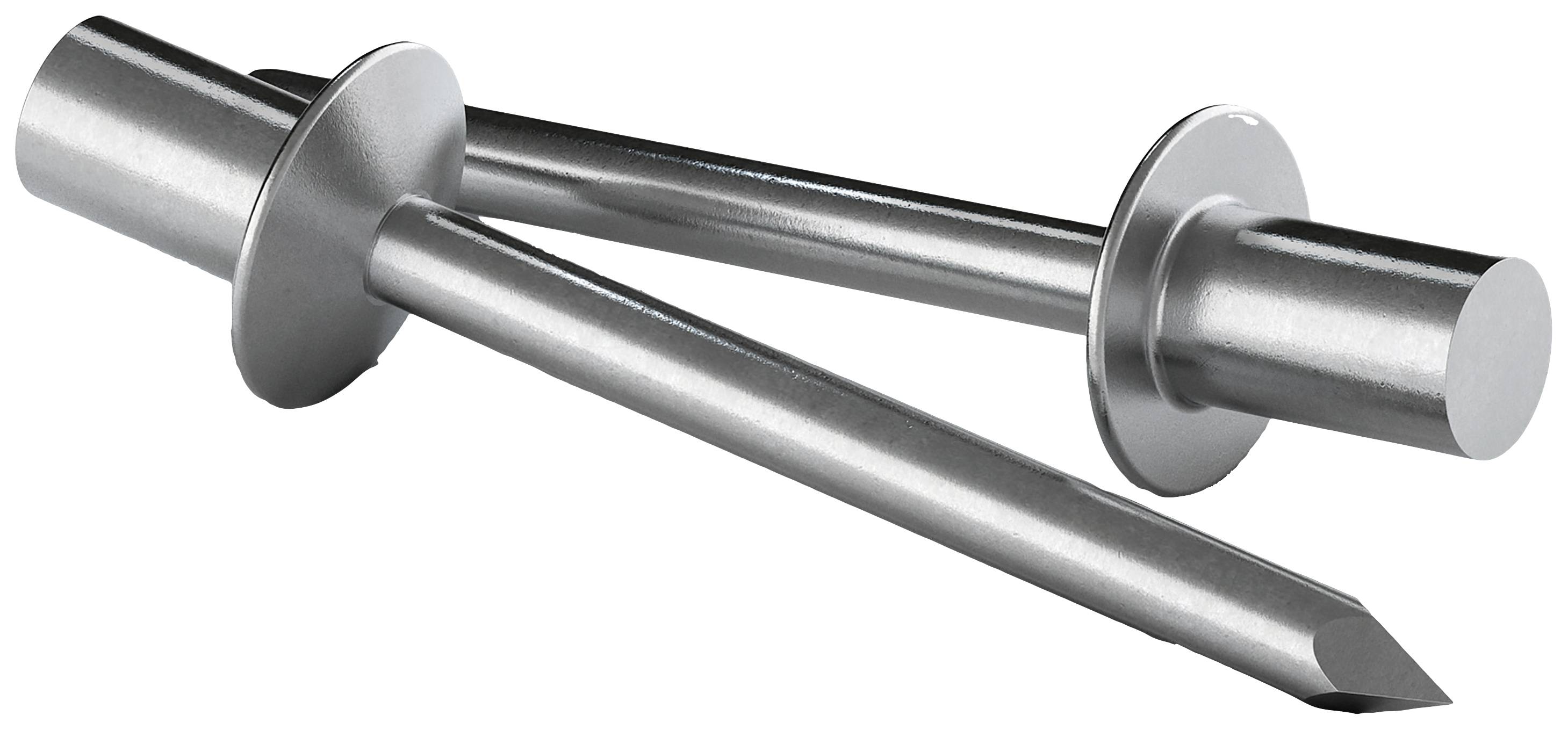 Deux stylos métalliques brillants avec des têtes rondes et des disques plats servant de séparateurs ou d'éléments de fixation.