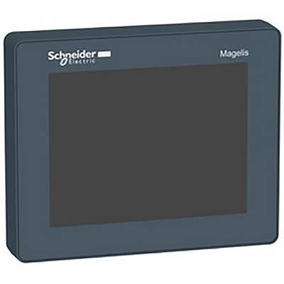 Un dispositif de commande Schneider Electric Magelis noir avec un cadre gris, sans boutons ni indicateurs visibles, sur un fond blanc.