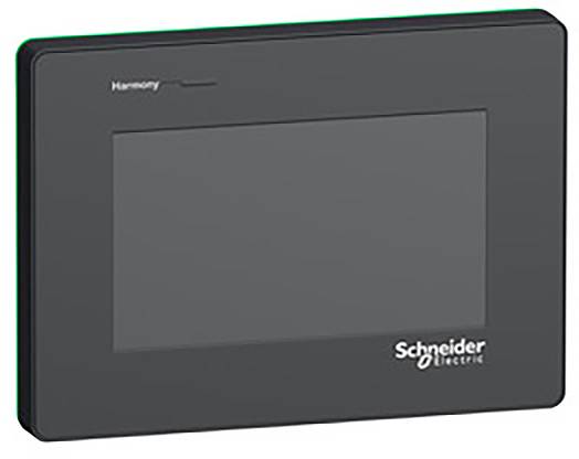 Appareil d'affichage noir avec logo de Schneider Electric et inscription 'Harmony'.