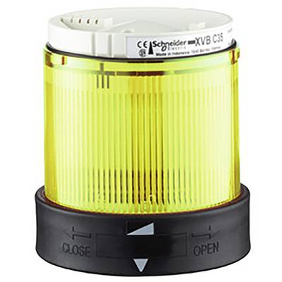 'Module de signalisation jaune horizontal de Schneider Electric avec socle noir, flèches dans les deux sens et les mots "Open" et "Close".'