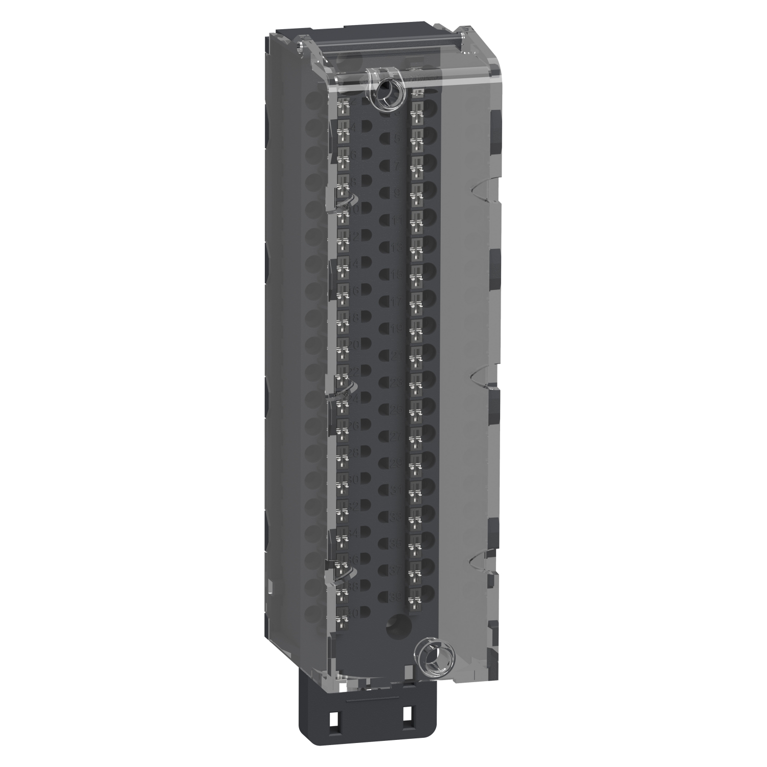 Un composant électronique rectangulaire argenté avec plusieurs points de connexion, probablement destiné à des applications industrielles ou techniques.