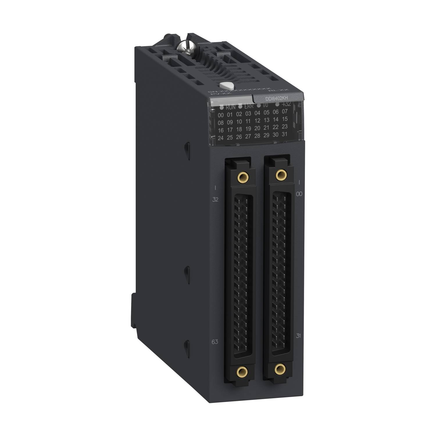 Module électronique doté de deux grands connecteurs et de bornes numérotées. Utilisé pour des applications électroniques industrielles.