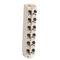 Un module de connexion électrique blanc avec 10 emplacements numérotés disposés verticalement et des bornes noires.