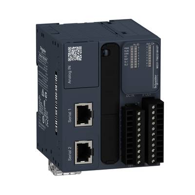 Un dispositif de passerelle industrielle compact noir avec deux ports Ethernet et plusieurs bornes de connexion sur le devant. Il est marqué "Analog IN".