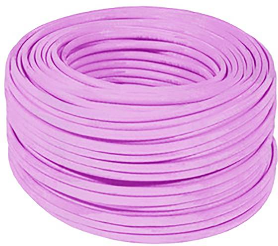 Pile de plusieurs fils en plastique roses, étroitement enroulés.