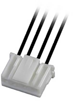 Connecteur blanc tripolaire avec trois câbles noirs.