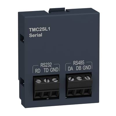 Module de communication série avec étiquettes 'RS232' et 'RS485' pour connexion de données. Marquage 'TMC2SL1 Serial'.