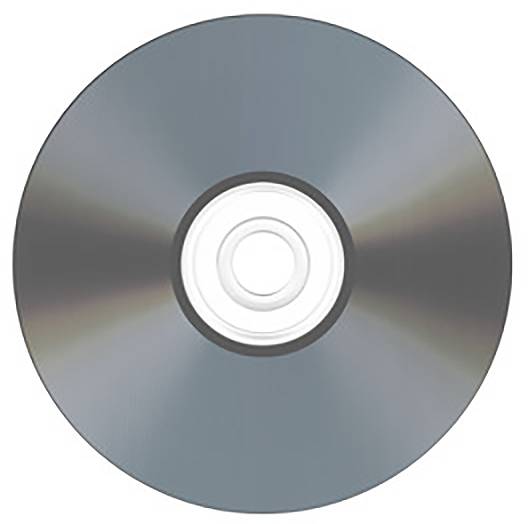 Un CD noir sur un fond blanc, support de stockage standard pour les données numériques telles que la musique ou les logiciels.