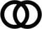Deux anneaux noirs s'entrecroisant, formant une Vesica Piscis. Symbole d'union ou d'objectif commun.