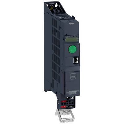 Un système d'entraînement électrique dans un boîtier noir avec un bouton vert et une connexion réseau sous un affichage.