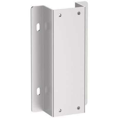 Équerre métallique, en forme de L, avec quatre trous sur chaque côté pour la fixation. Utilisée pour des connexions robustes dans les constructions.