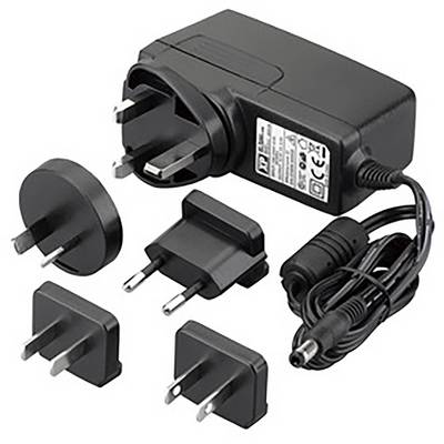 Un chargeur universel avec plusieurs fiches interchangeables pour différentes normes de prises électriques. Idéal pour les voyages.