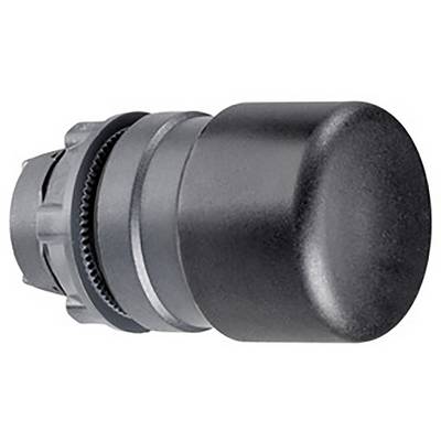 Un bouton rotatif noir, cylindrique, avec un bord cannelé en métal. Adapté pour le contrôle dans les appareils techniques.