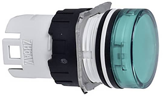 'Bouton-poussoir rond vert avec boîtier en plastique et cadre métallique, adapté pour les commandes industrielles.'
