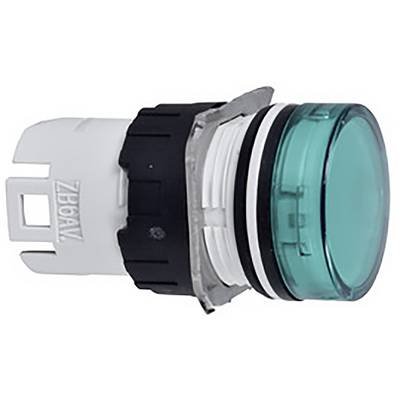 'Bouton-poussoir rond vert avec boîtier en plastique et cadre métallique, adapté pour les commandes industrielles.'
