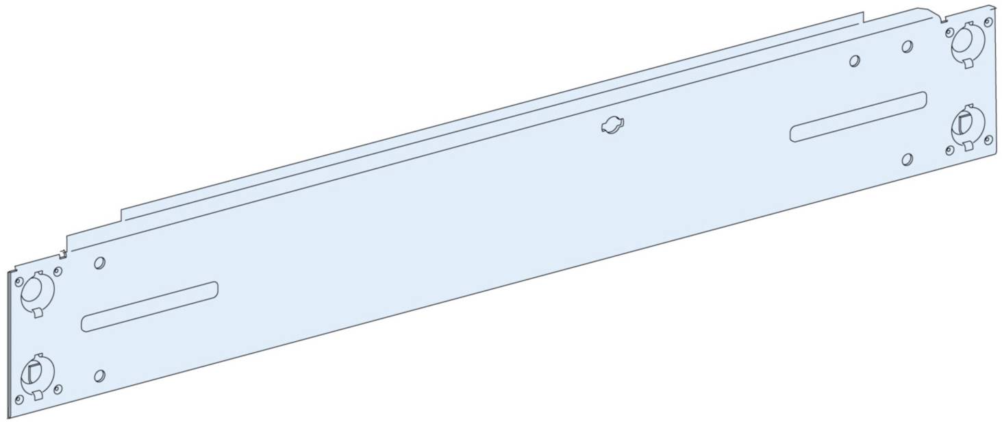 Panneau métallique pour rack serveur avec trous de vis dans les coins et fentes horizontales pour la ventilation.