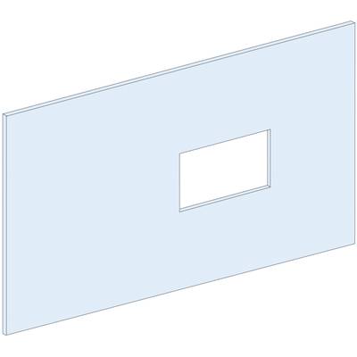 Mur bleu avec une découpe rectangulaire au centre, pouvant servir de fenêtre ou de cadre.