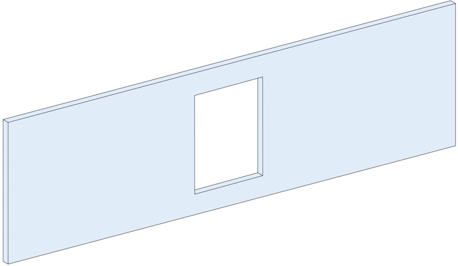 Un élément de construction rectangulaire unique avec un évidement carré central.