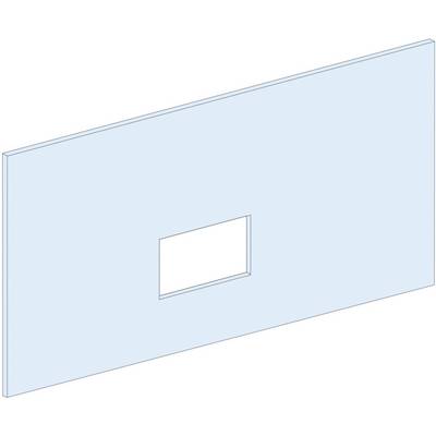 Un mur bleu rectangulaire avec un évidement rectangulaire en son centre.