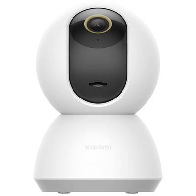 Une caméra de sécurité intelligente, blanche, au design arrondi avec un objectif situé dans la partie supérieure. Adaptée à la surveillance domestique.