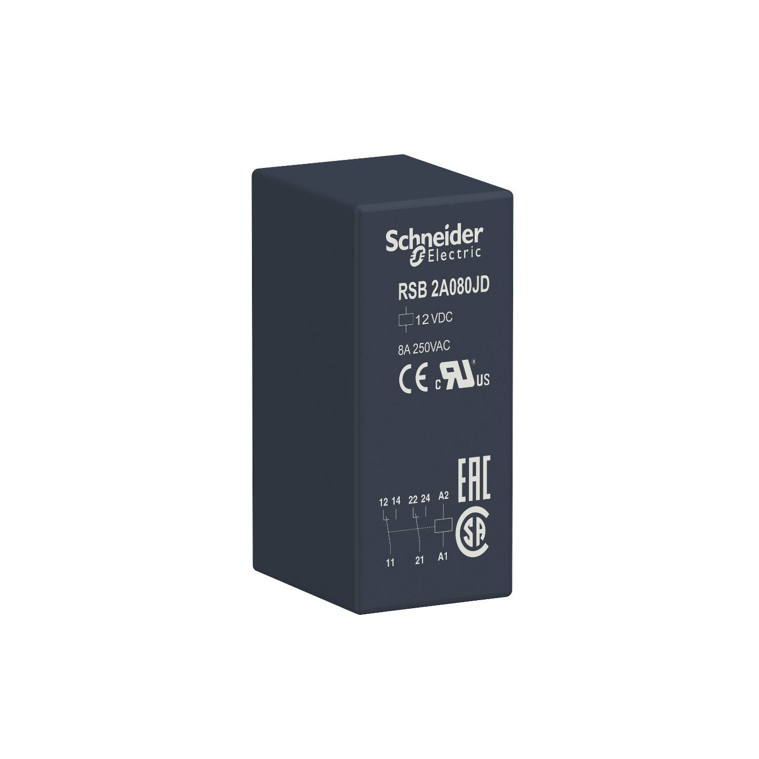 Relais d'interface enfichable Schneider Electric RSB2A080JD 2 inverseurs (RT) 12 V/DC Piece 10 pc(s)